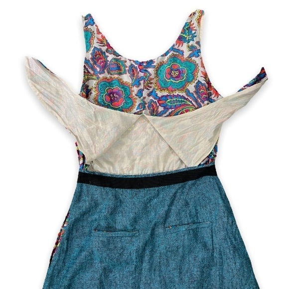 Rachel Roy Paisley Print Tie Back Cutout Linen Fit and Flare Dress sz 4 - Picture 6 of 15